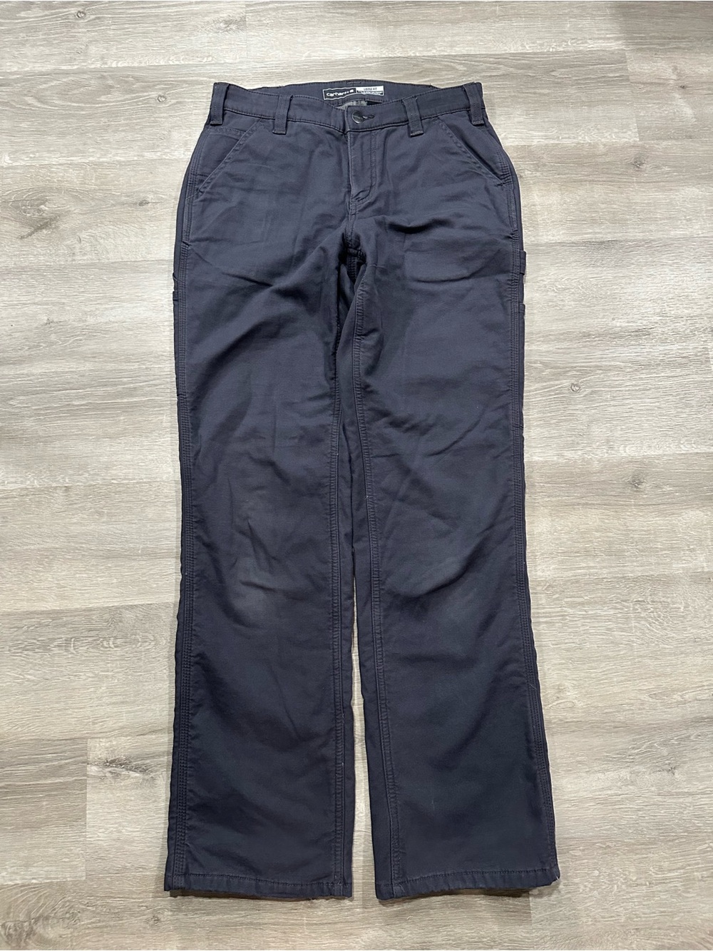 A60 Carhartt Pants Womens 4 Gray Canvas Fleece Lined Workwear Utility